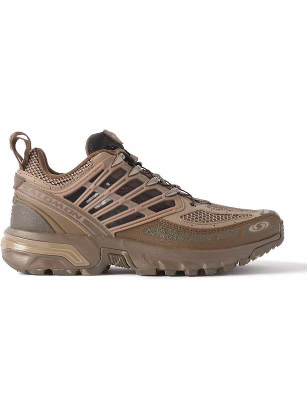 Photo: Salomon - ACS Pro Desert Rubber-Trimmed Faux Leather and Mesh Sneakers - Brown
