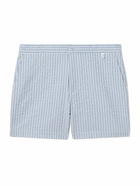 Mr P. - Straight-Leg Mid-Length Striped Seersucker Swim Shorts - Blue