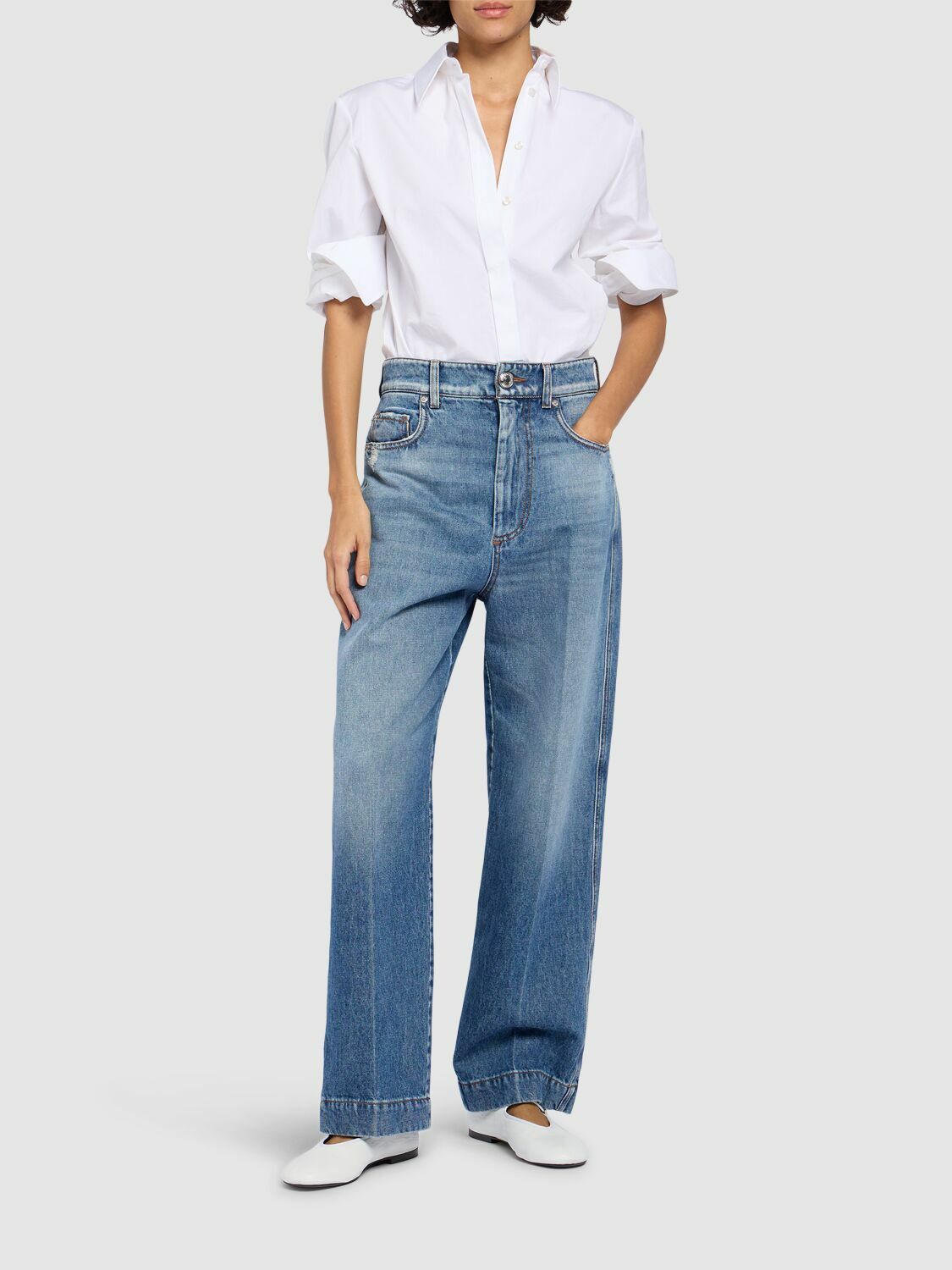 SPORTMAX Conio Denim Mid Waist Wide Jeans Sportmax