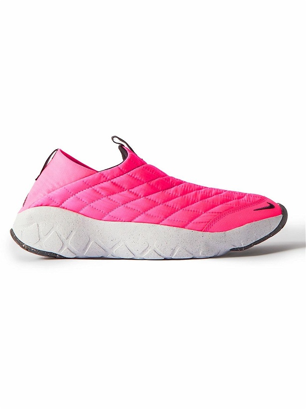 Photo: Nike - ACG Air Moc 3.5 Collapsible-Heel Faux Suede-Trimmed Quilted Ripstop Slip-On Sneakers - Pink