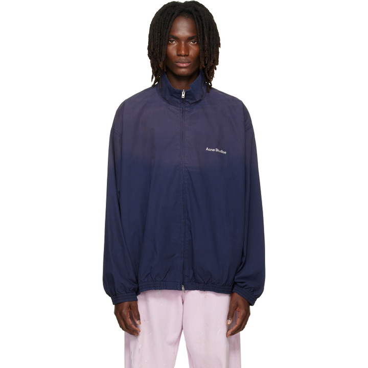 Photo: Acne Studios Navy Washed Logo Jacket