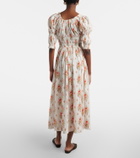 Dôen Ischia gathered floral cotton midi dress