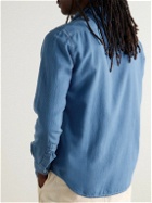 Aspesi - Slim-Fit Herringbone Cotton Shirt - Blue