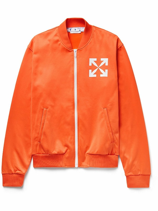 Photo: Off-White - Slim-Fit Logo-Print Tech-Jersey Track Jacket - Orange