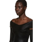 Versace Jeans Couture Black Lame Off-The-Shoulder Sweater