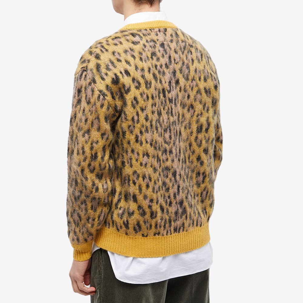 Wacko Maria Men's Type 1 Leopard Mohair Cardigan in Yellow Wacko Maria