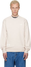 AAPE by A Bathing Ape Beige 'AAPENOW' Moonface Crew Neck Sweater
