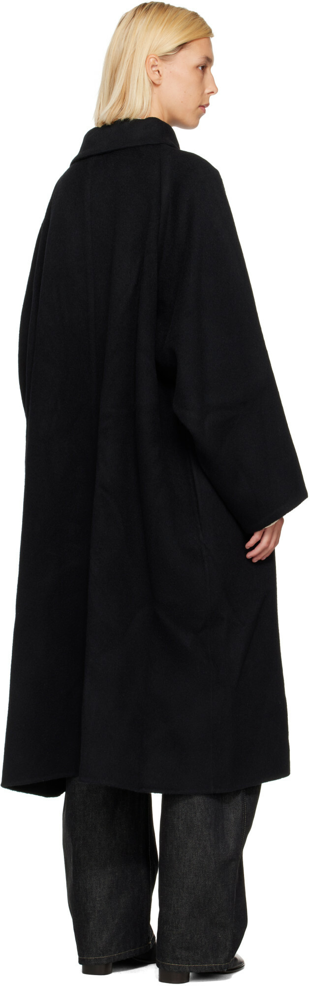 LE17SEPTEMBRE Black Stand Neck Handmade Long Coat
