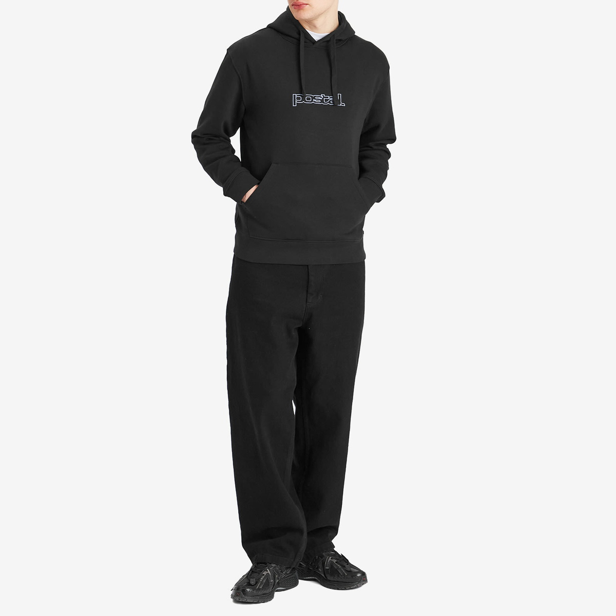 POSTAL Men's Outline Logo Hoodie in Black