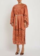 Zimmermann Awaken Embroidered Woven Yoki Maxi Dress Orange