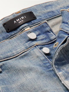 AMIRI - Skinny-Fit Distressed Crystal-Embellished Paint-Splattered Jeans - Blue