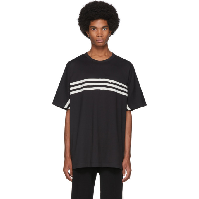 Photo: Y-3 Black Packable 3-Stripes T-Shirt