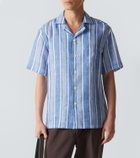 Fedeli Striped linen bowling shirt