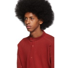 Homme Plisse Issey Miyake Red Pleated Banded Shirt
