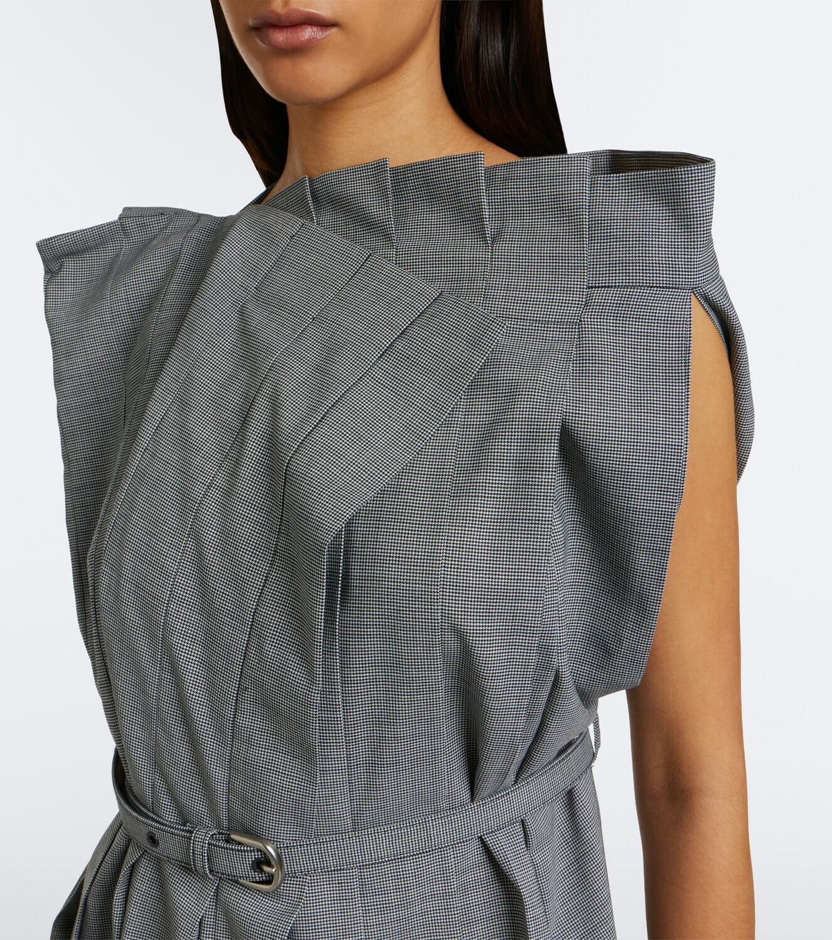 Junya Watanabe Houndstooth pleated asymmetric midi dress