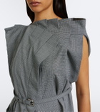 Junya Watanabe Houndstooth pleated asymmetric midi dress