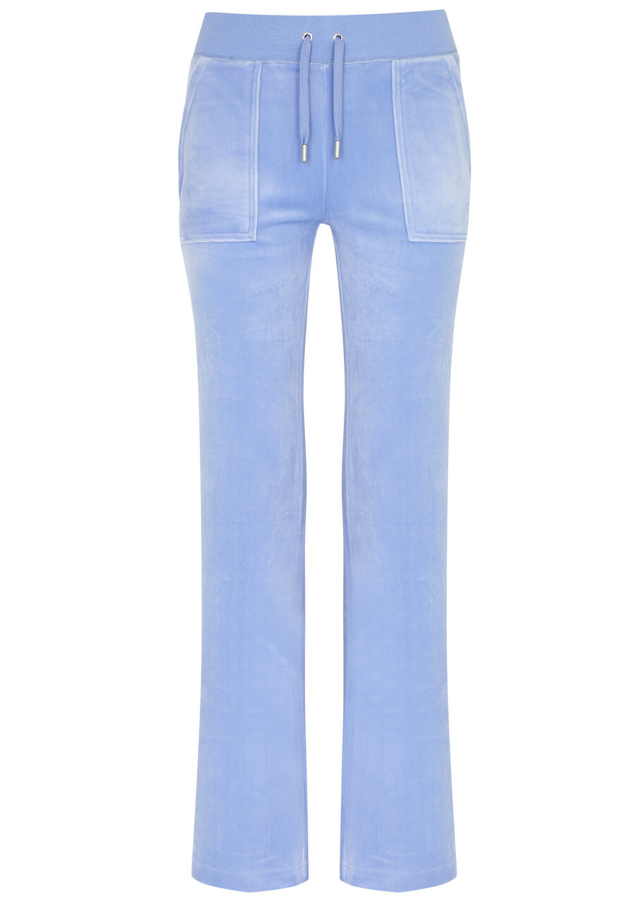 Juicy Couture Del Ray Logo Velour Sweatpants Mid Blu