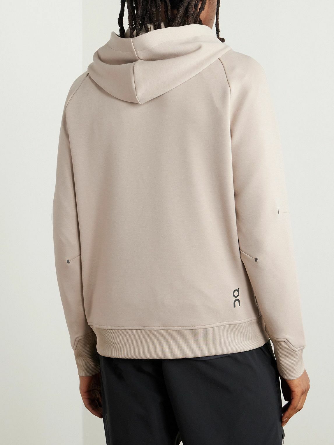 ON - Mesh-Trimmed Recycled Jersey Hoodie - Neutrals