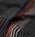 Paul Smith - Fringed Striped Mélange Cashmere Scarf - Gray
