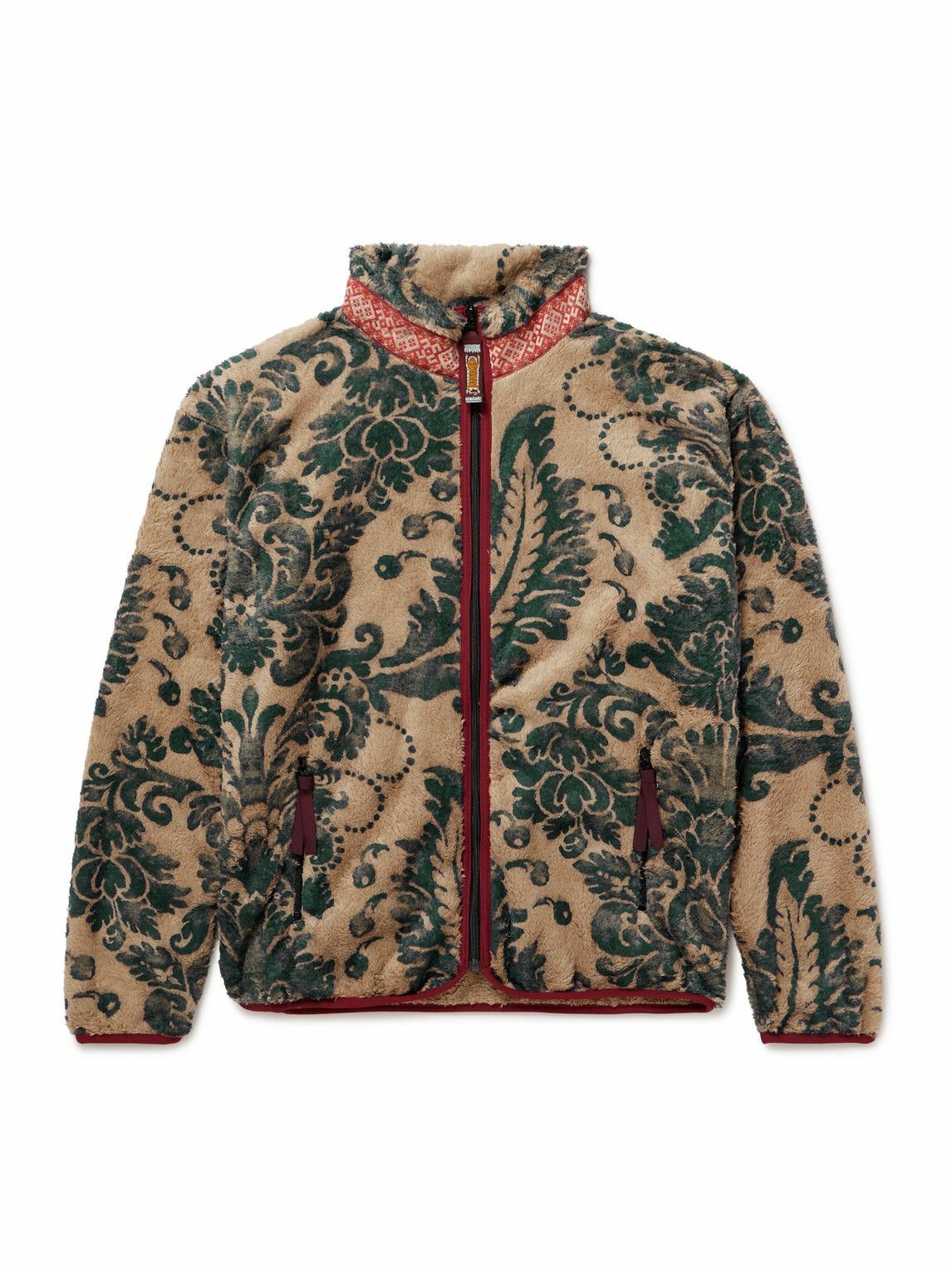 KAPITAL - Jacquard-Trimmed Striped Fleece Jacket - Green KAPITAL