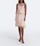 Staud Avi feather-trimmed silk top