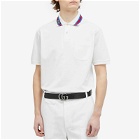 Gucci Men's Collar Logo Polo Shirt in White