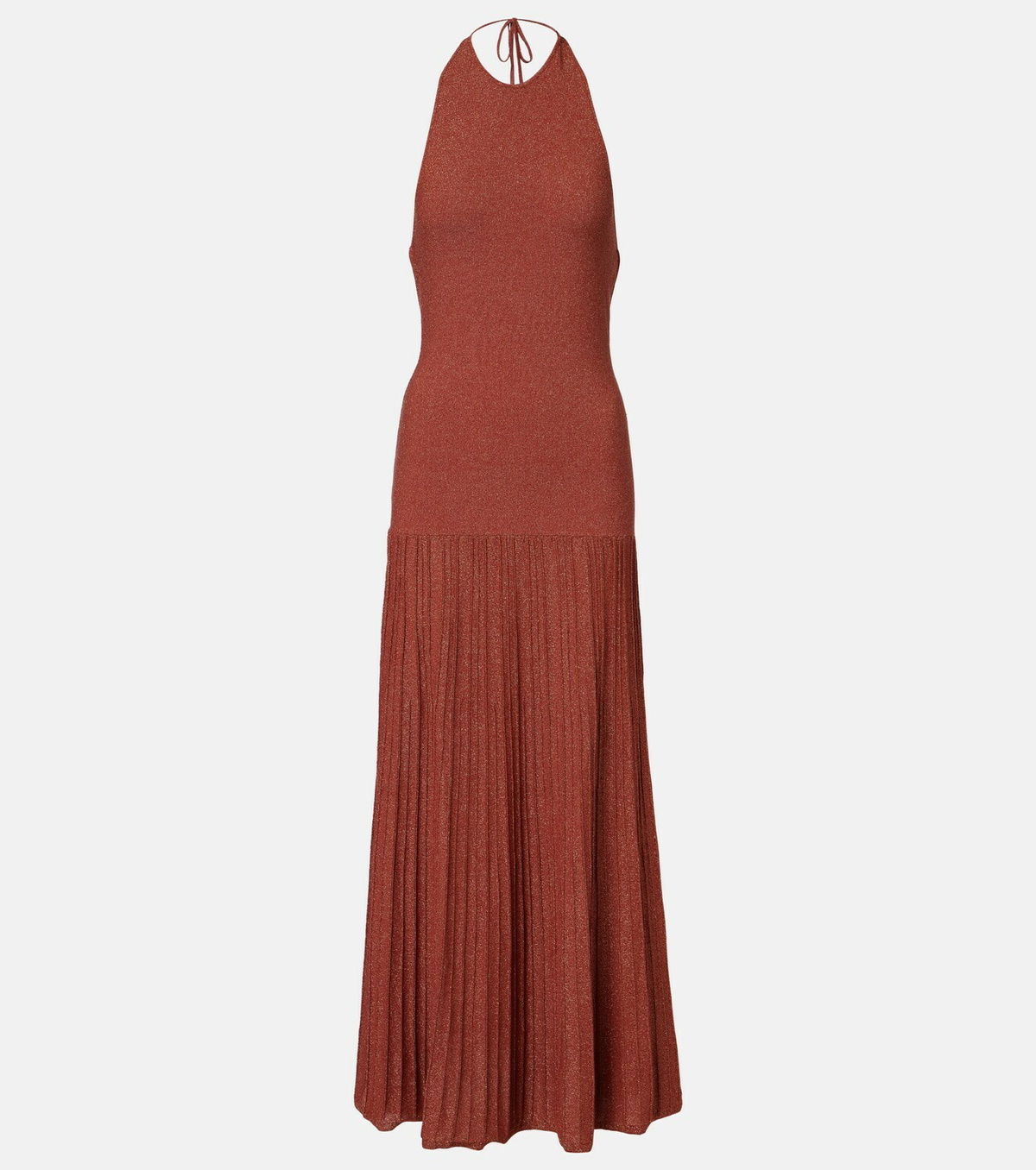 Faithfull Plissé halterneck cotton-blend maxi dress
