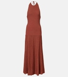 Faithfull Plissé halterneck cotton-blend maxi dress