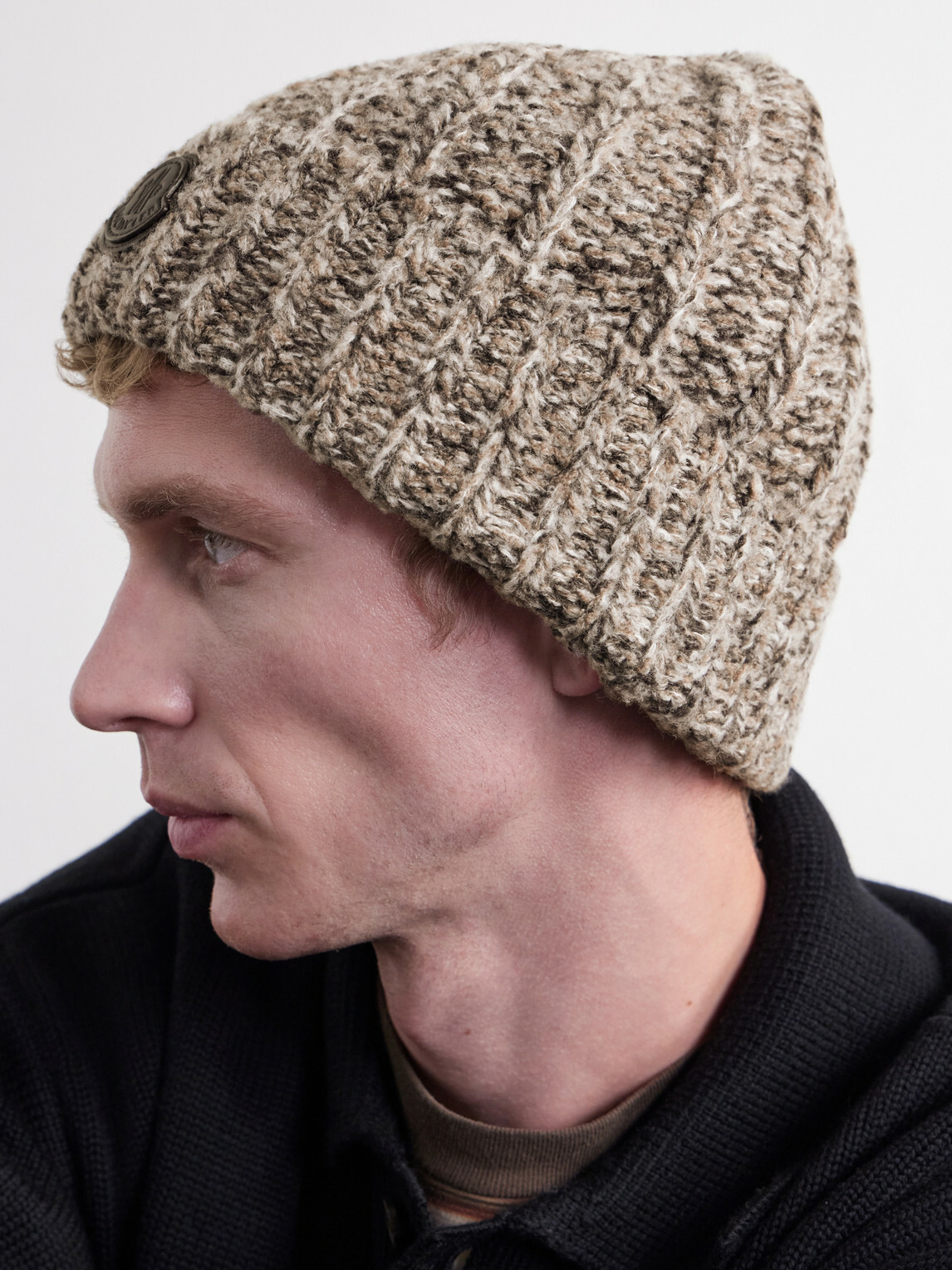 Moncler - Ribbed Wool-Blend Beanie - Brown