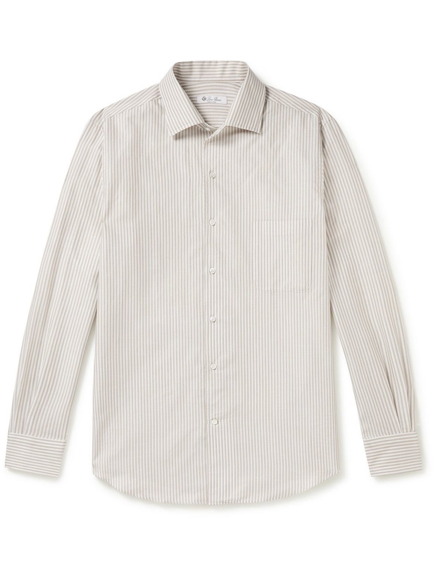 Photo: Loro Piana - André Striped Cotton-Poplin Oxford Shirt - White