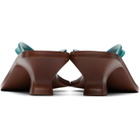 Versace Blue & Brown Sophie Rubber Thong Heeled Sandals