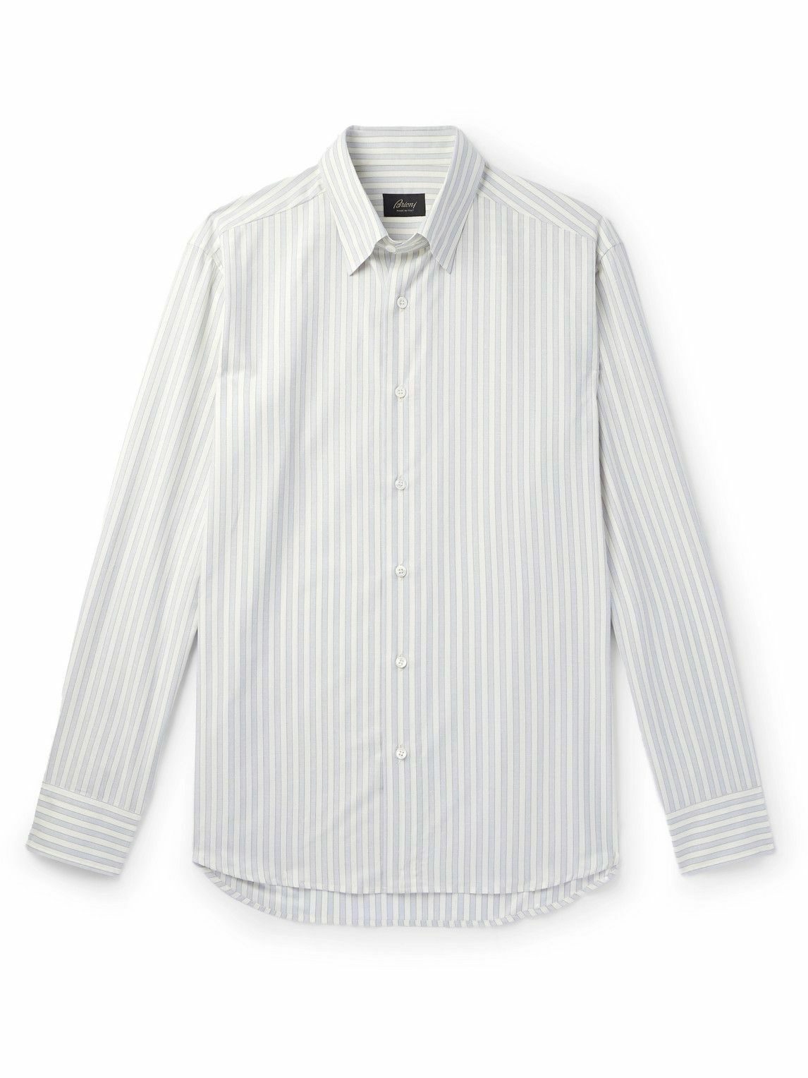 Brioni long-sleeve poplin shirt - White