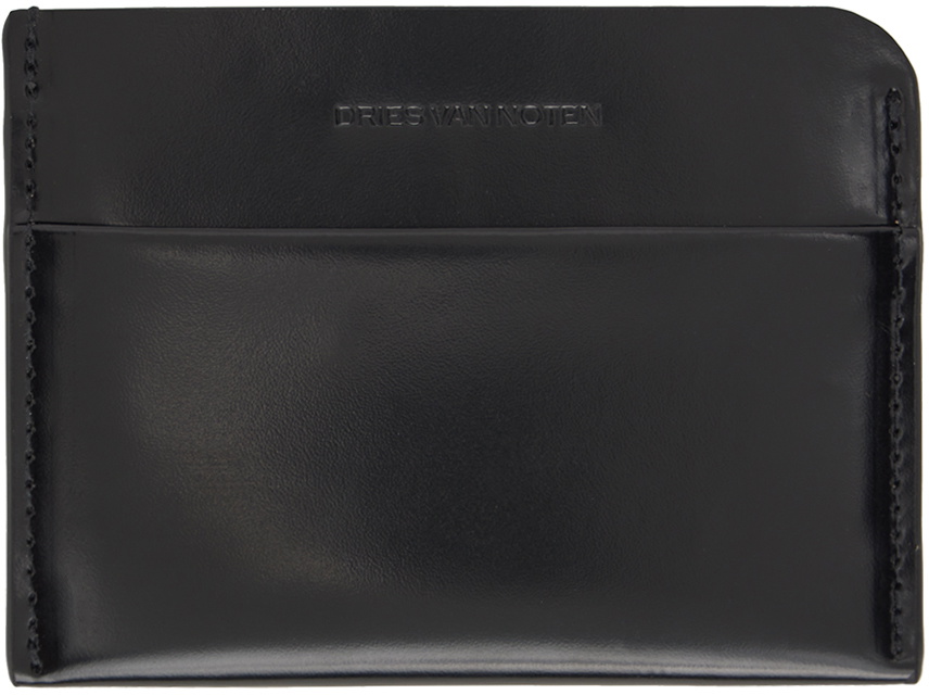 Dries Van Noten Black Embossed Card Holder