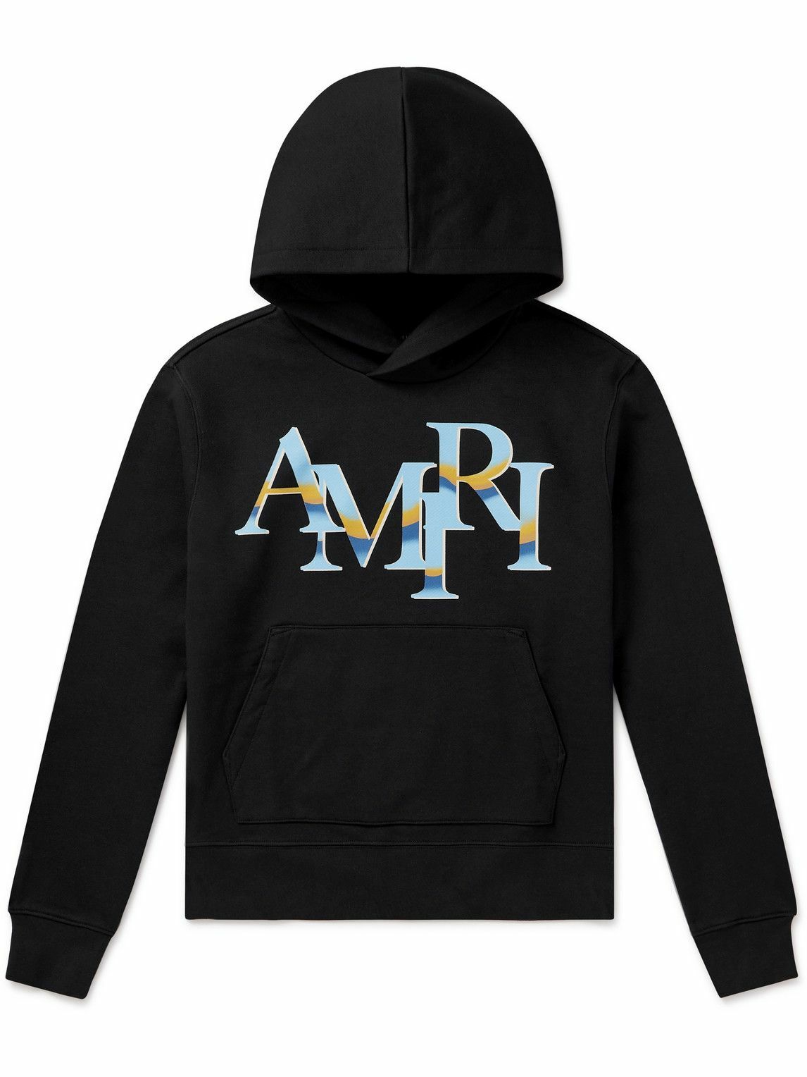 24AW new/AMIRI ロゴコットンジャージーパーカー Hoodie Black AMIRI - Staggered Chrome Logo-Print Cotton-Jersey Hoodie