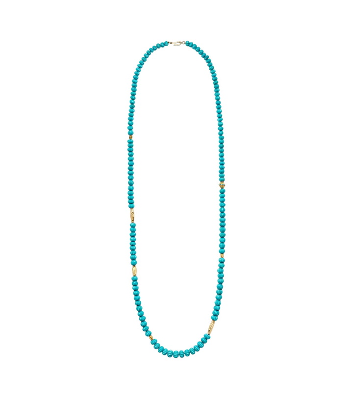 Photo: Ileana Makri Horizon 18kt and 9kt gold beaded necklace with turquoises