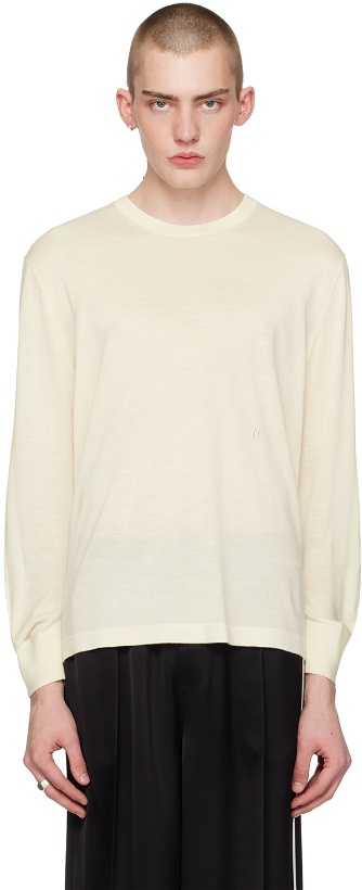 Photo: Helmut Lang Off-White Curved Sleeve Sweater