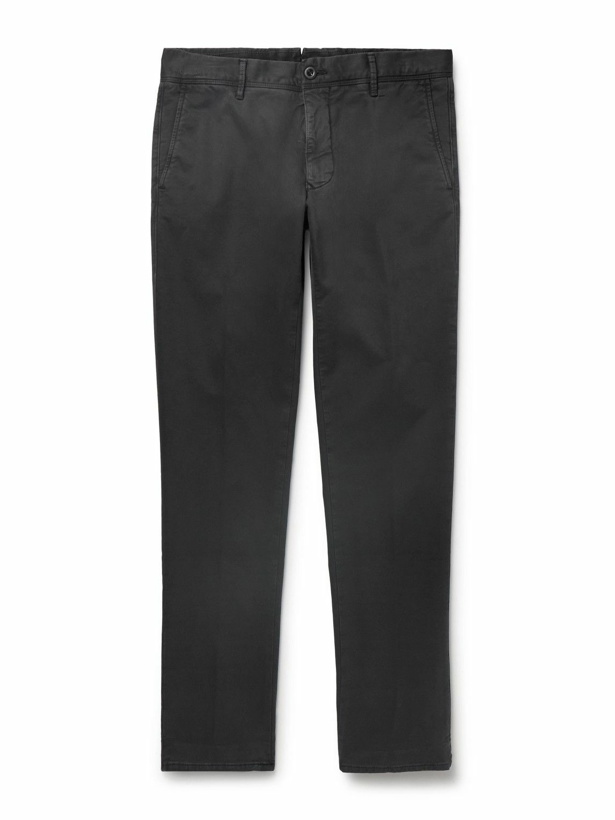 Photo: Incotex - Slim-Fit Stretch-Cotton Sateen Trousers - Black