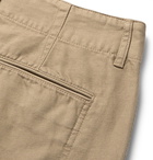 Mr P. - Garment-Dyed Peached Cotton and Linen-Blend Twill Shorts - Sand