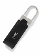 SAINT LAURENT - Tiny Cassandre Logo-Embellished Leather and Silver-Tone Key Fob
