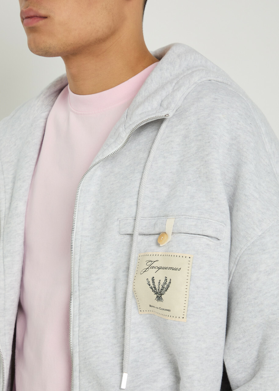Jacquemus Le Hoodie Torneo Logo Hooded Cotton Sweatshirt Grey
