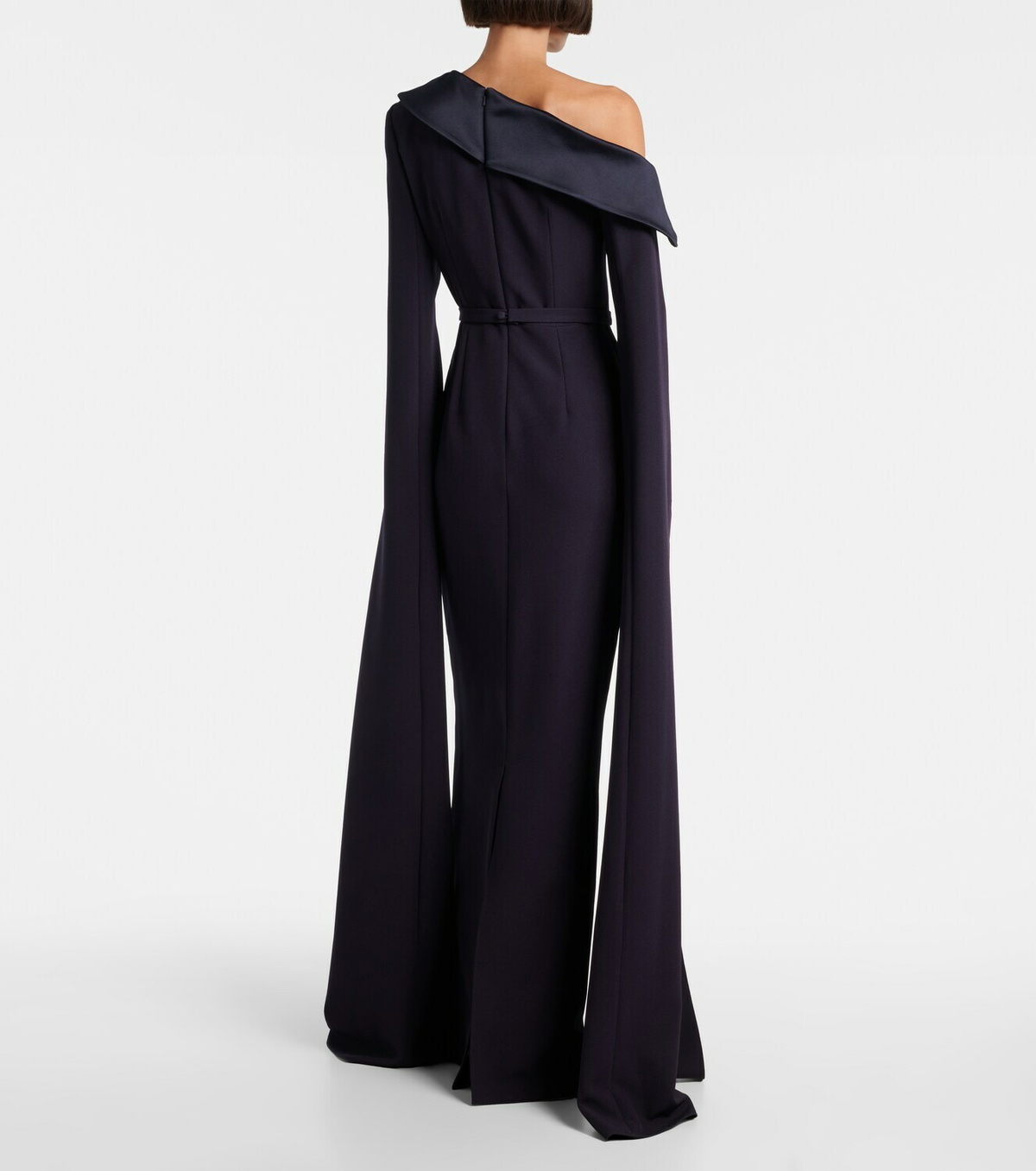 Safiyaa Rinoa caped crépe gown