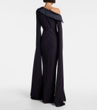 Safiyaa Rinoa caped crépe gown