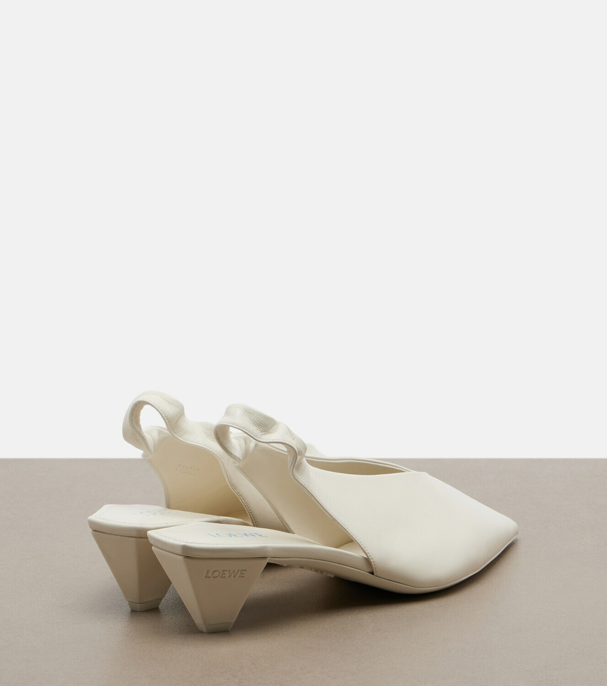 Loewe Origami Cubic leather slingback pumps