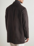 Rubinacci - Suede-Trimmed Brushed Cashmere Coat - Brown