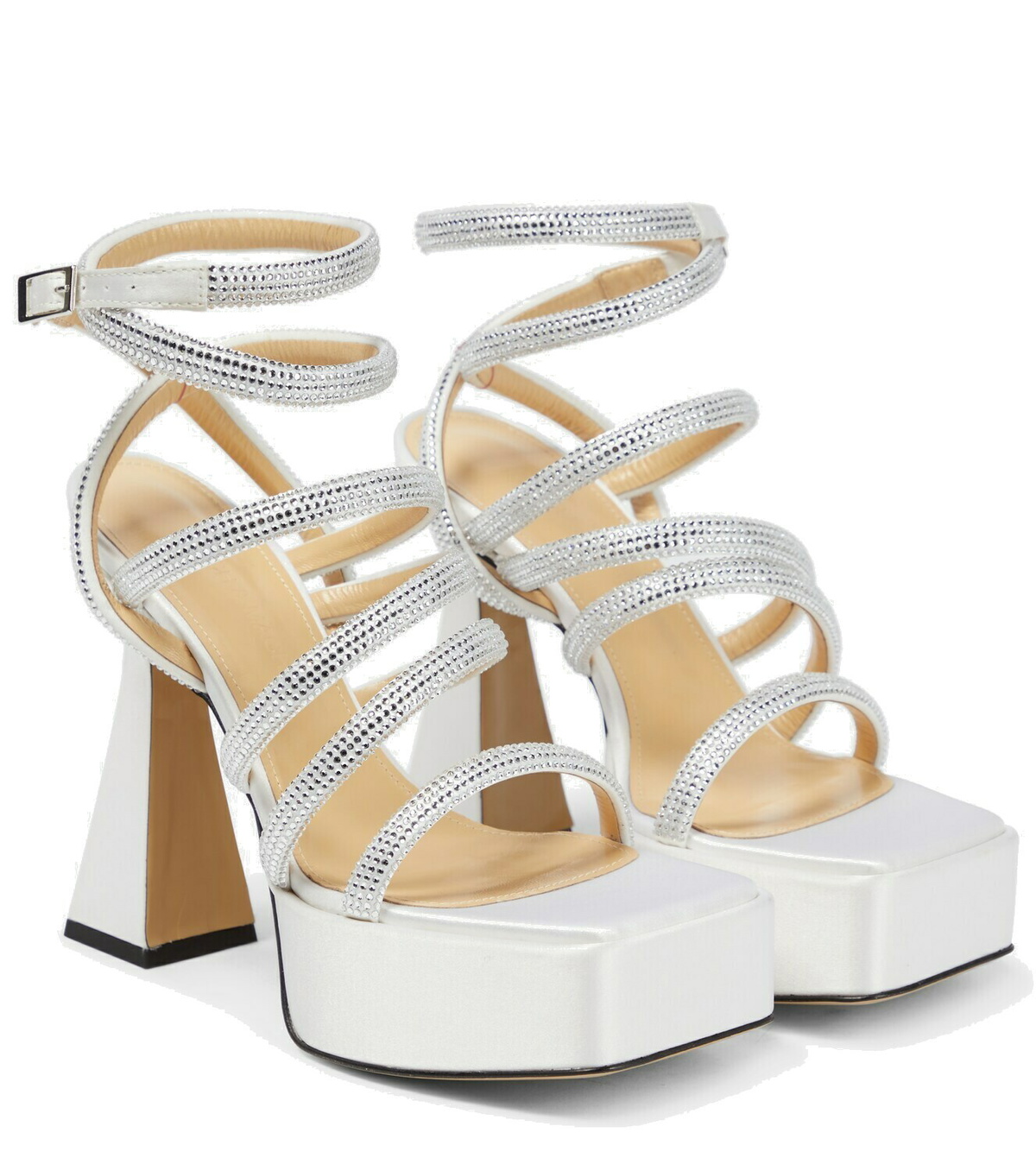 Mach & Mach - Sydney embellished satin platform sandals MACH & MACH