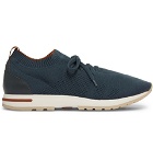Loro Piana - 360 Flexy Walk Leather-Trimmed Knitted Wool Sneakers - Light blue