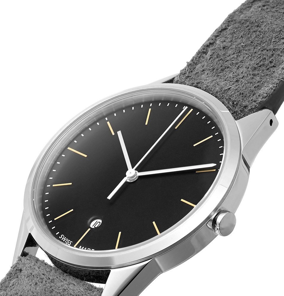 Uniform Wares - C36 Stainless Steel And Suede Watch - Men - Gray