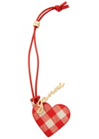 Ganni Bou Heart Mirror Leather Keyring - Red - One Size