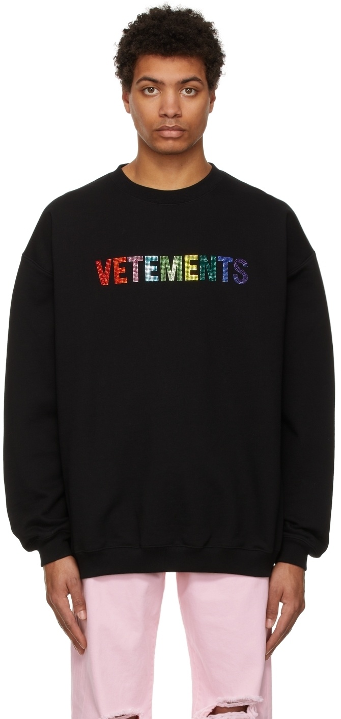VETEMENTS Black Crystal Logo Sweatshirt Vetements
