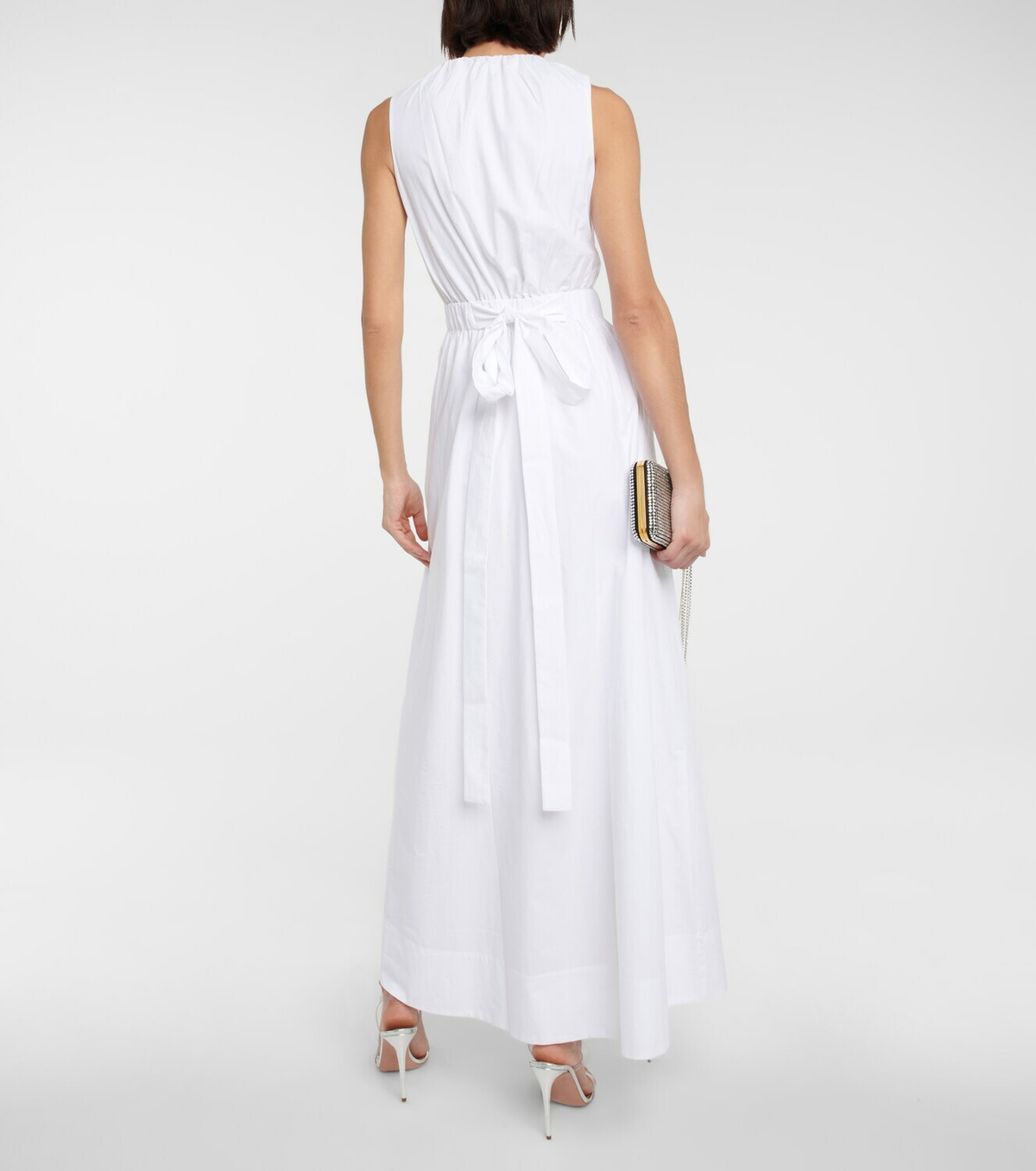 white christmas dresses KARLIE SOLID POPLIN KNOT CUT-OUT MAXI DRESS – Runway Boutique MS main image 1